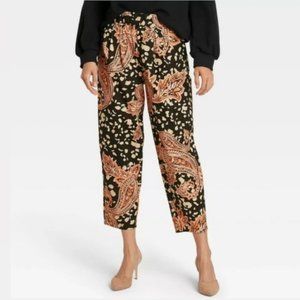Who What Wear Paisley Pull on Crop Pants Small NEW Whimsigoth Artsy